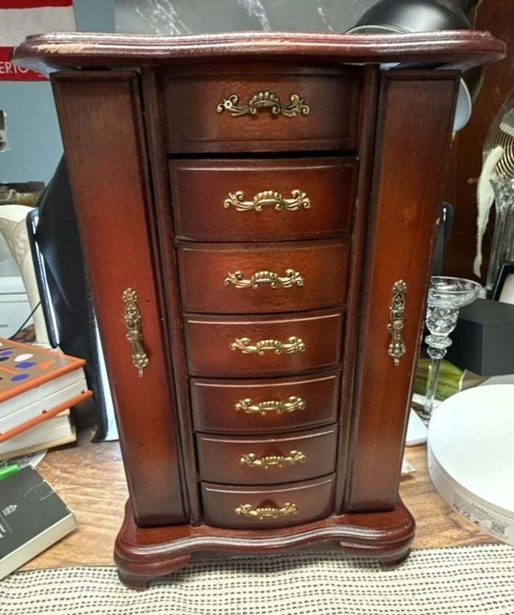 Vtg Powell Jewelry Armoire Tabletop Wood